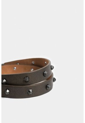 Manilla Weave De Cuero Para Mujer Apliques Metálicos