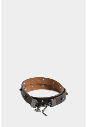 Manilla Weave De Cuero Para Mujer Apliques Metálicos