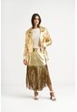 Chaqueta Biker Thaila De Cuero Para Mujer Acabado Metalizado Chaqueta Biker Thaila De Cuero Para Mujer Acabado Metalizado Dorado M VÉLEZ de Vélez