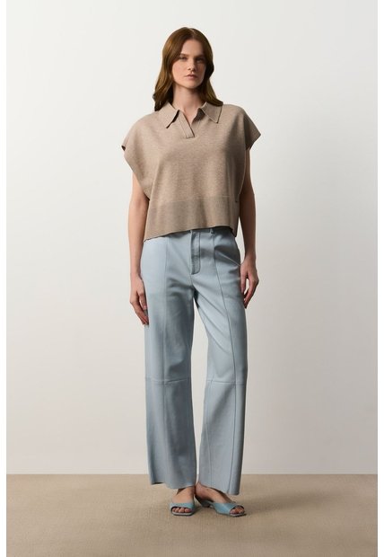Polo Bora Tejida Para Mujer Silueta Boxy Polo Bora Tejida Para Mujer Silueta Boxy Arena S VÉLEZ