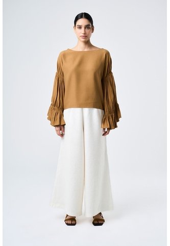Pantalón Palazzo Lyra Para Mujer Tiro Alto Pantalón Palazzo Lyra Para Mujer Tiro Alto Crema 12 VÉLEZ Vélez
