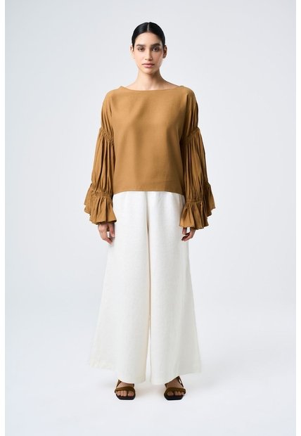 Pantalón Palazzo Lyra Para Mujer Tiro Alto Pantalón Palazzo Lyra Para Mujer Tiro Alto Crema 12 VÉLEZ
