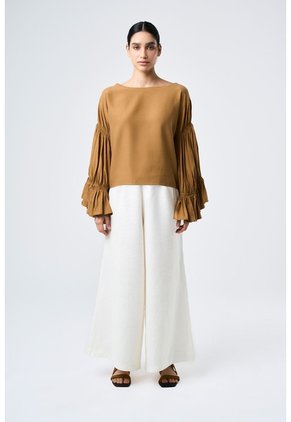 Pantalón Palazzo Lyra Para Mujer Tiro Alto Pantalón Palazzo Lyra Para Mujer Tiro Alto Crema 12 VÉLEZ