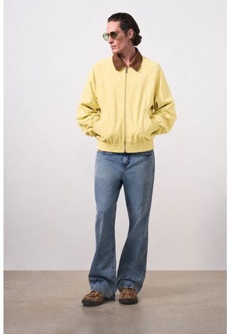 Chaqueta Bomber En Gamuza Croco Para Hombre Chaqueta Bomber En Gamuza Croco Para Hombre Amarillo XS VÉLEZ Vélez