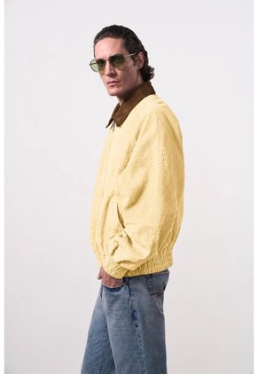 Chaqueta Bomber En Gamuza Croco Para Hombre Chaqueta Bomber En Gamuza Croco Para Hombre Amarillo XS VÉLEZ