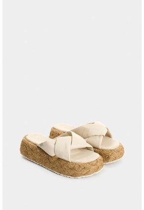 Sandalia Plataforma De Cuero Y Yute Para Mujer Ivory Sandalia Plataforma De Cuero Y Yute Para Mujer Ivory Blanco 34 VÉLEZ