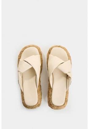 Sandalia Plataforma De Cuero Y Yute Para Mujer Ivory Sandalia Plataforma De Cuero Y Yute Para Mujer Ivory Blanco 34 VÉLEZ