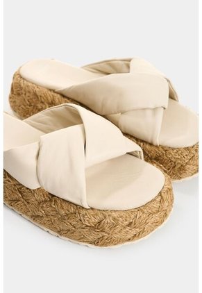 Sandalia Plataforma De Cuero Y Yute Para Mujer Ivory Sandalia Plataforma De Cuero Y Yute Para Mujer Ivory Blanco 34 VÉLEZ