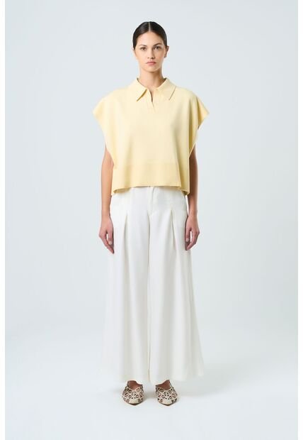 Pantalón Palazzo Caltha Para Mujer Fit Holgado Pantalón Palazzo Caltha Para Mujer Fit Holgado Crema 12 VÉLEZ