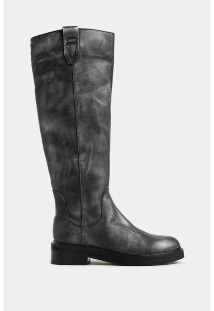 Botas Tulipan De Cuero Brush Off Para Mujer Efecto Metalizado Botas Tulipan De Cuero Brush Off Para Mujer Efecto Metalizado Gris 41 Vélez
