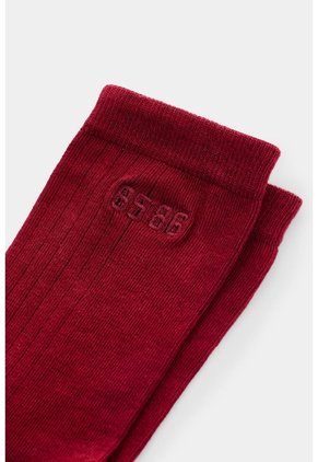 Calcetines Media Pierna Acanalado Para Hombre Calcetines Media Pierna Acanalado Para Hombre Rojo XS VÉLEZ