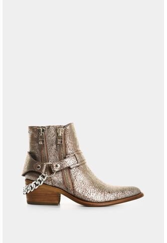 Botines De Cuero Craquelado Para Mujer Marine Botines De Cuero Craquelado Para Mujer Marine Plata 37 VÉLEZ Vélez