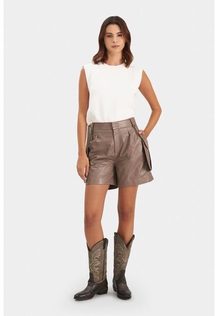 Short Sahara En Cuero Para Mujer Tipo Cargo Short Sahara En Cuero Para Mujer Tipo Cargo Tabaco 10 VÉLEZ