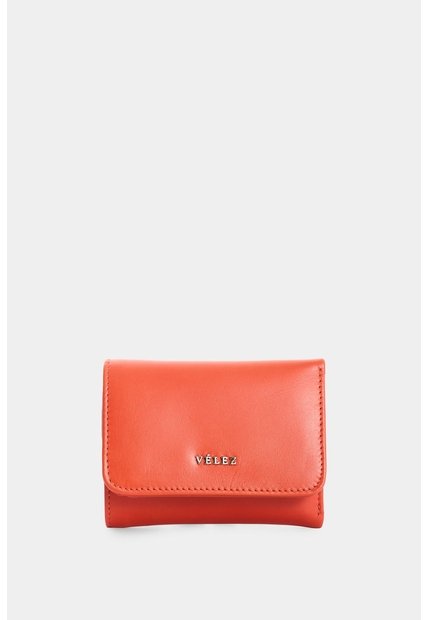 Billetera Pequeña En Cuero Para Mujer Billetera Pequeña En Cuero Para Mujer Naranja VÉLEZ