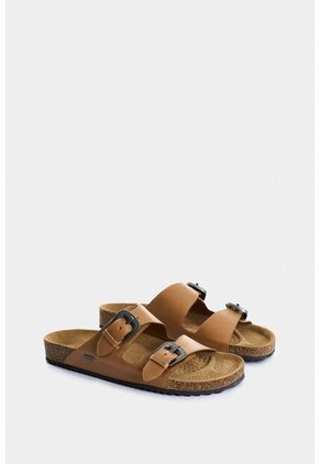 Sandalia Plana Pilos De Cuero Para Mujer Suela Corcho Sandalia Plana Pilos De Cuero Para Mujer Suela Corcho Miel 37 VÉLEZ