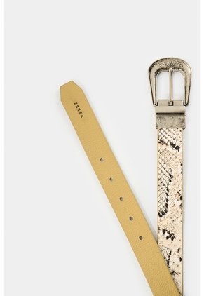 Cinturón Acarí Doble Faz En Cuero De Textura Serpiente Para Mujer Cinturón Acarí Doble Faz En Cuero De Textura Serpiente Para Mujer Beige L VÉLEZ