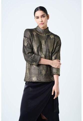 Sweater Rock En Tejido Rectilíneo Para Mujer Efecto Metalizado Sweater Rock En Tejido Rectilíneo Para Mujer Efecto Metalizado Oro Dorado XS VÉLEZ Vélez