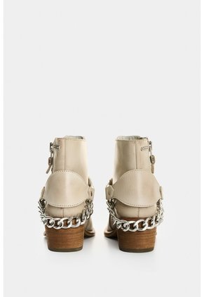 Botines De Cuero Craquelado Para Mujer Marine Botines De Cuero Craquelado Para Mujer Marine Crema 34 VÉLEZ