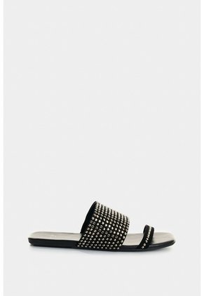 Sandalia Plana De Cuero Para Mujer Wave Sandalia Plana De Cuero Para Mujer Wave Negro 38 VÉLEZ