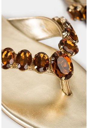 Sandalia Plana Stone De Cuero Para Mujer Detalle De Pedrería En Capellada