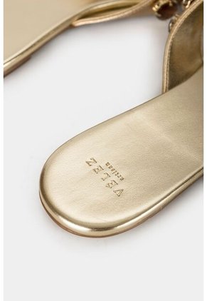 Sandalia Plana Stone De Cuero Para Mujer Detalle De Pedrería En Capellada