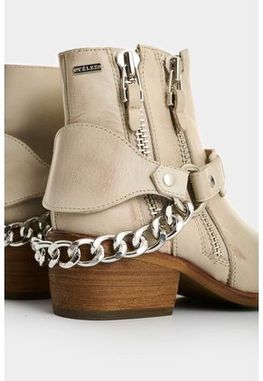 Botines De Cuero Craquelado Para Mujer Marine Botines De Cuero Craquelado Para Mujer Marine Crema 34 VÉLEZ