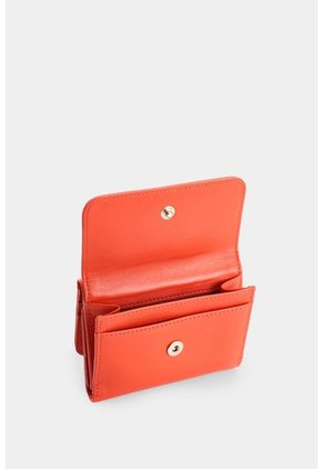 Billetera Pequeña En Cuero Para Mujer Billetera Pequeña En Cuero Para Mujer Naranja VÉLEZ