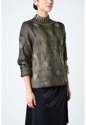 Sweater Rock En Tejido Rectilíneo Para Mujer Efecto Metalizado Sweater Rock En Tejido Rectilíneo Para Mujer Efecto Metalizado Oro Dorado XS VÉLEZ