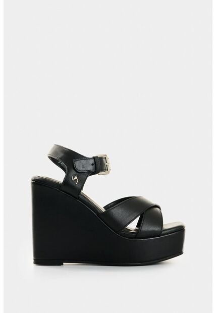 Sandalia Plataforma De Cuero Para Mujer Luzia Sandalia Plataforma De Cuero Para Mujer Luzia Negro 37 VÉLEZ