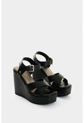 Sandalia Plataforma De Cuero Para Mujer Luzia Sandalia Plataforma De Cuero Para Mujer Luzia Negro 37 VÉLEZ