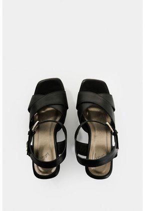 Sandalia Plataforma De Cuero Para Mujer Luzia Sandalia Plataforma De Cuero Para Mujer Luzia Negro 37 VÉLEZ