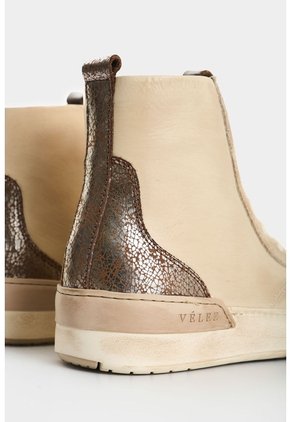 Tenis Bota De Cuero Para Mujer Detalle Folia Tenis Bota De Cuero Para Mujer Detalle Folia Crema 35 VÉLEZ