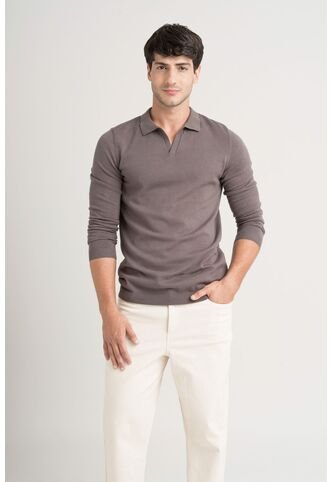 Polo Manga Larga Pyxis Tejida Para Hombre Polo Manga Larga Pyxis Tejida Para Hombre Gris Pistola S VÉLEZ Vélez