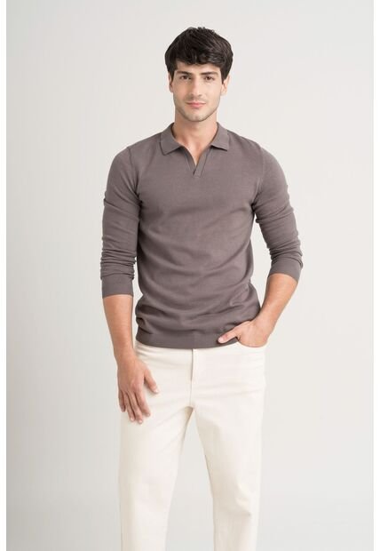 Polo Manga Larga Pyxis Tejida Para Hombre Polo Manga Larga Pyxis Tejida Para Hombre Gris Pistola S VÉLEZ
