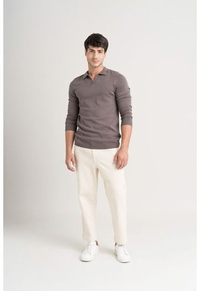 Polo Manga Larga Pyxis Tejida Para Hombre Polo Manga Larga Pyxis Tejida Para Hombre Gris Pistola S VÉLEZ