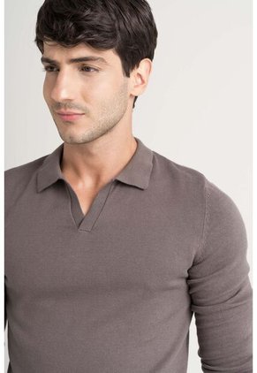 Polo Manga Larga Pyxis Tejida Para Hombre Polo Manga Larga Pyxis Tejida Para Hombre Gris Pistola S VÉLEZ