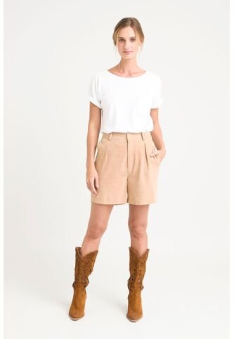 Short Ciboria De Cuero Gamuza Para Mujer Tiro Alto Short Ciboria De Cuero Gamuza Para Mujer Tiro Alto Arena 10 VÉLEZ Vélez