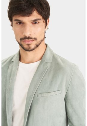 Blazer Niger De Gamuza Para Hombre Fit Semi Ajustado Blazer Niger De Gamuza Para Hombre Fit Semi Ajustado Agua Marina M VÉLEZ