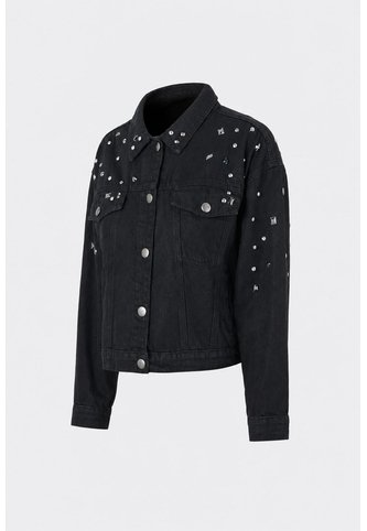 Chaqueta Black Para Mujer Silueta Trucker Chaqueta Black Para Mujer Silueta Trucker Negro XL VÉLEZ Vélez