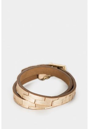 Manilla Calafate De Cuero Para Mujer Grabada Placa Tejido