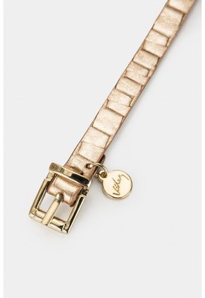 Manilla Calafate De Cuero Para Mujer Grabada Placa Tejido