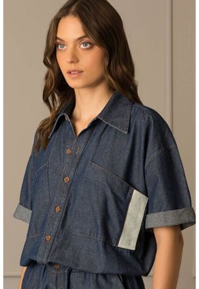 Enterizo Ungendered Denim Por Cuero Para Mujer Manga Corta Enterizo Ungendered Denim Por Cuero Para Mujer Manga Corta Azul 06 Vélez