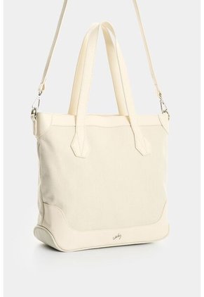 Shopping En Lona Y Cuero Para Mujer Aurelia Shopping En Lona Y Cuero Para Mujer Aurelia Blanco VÉLEZ