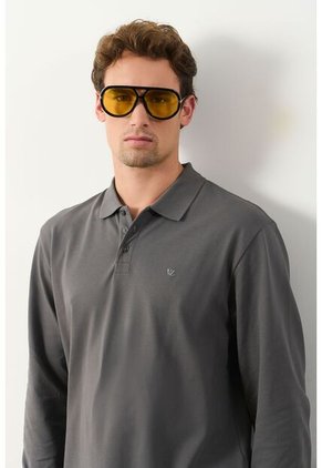 Polo Manga Larga En Algodón Para Hombre Nápoles Polo Manga Larga En Algodón Para Hombre Nápoles Gris M VÉLEZ