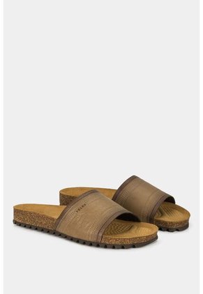 Sandalia Plana Slide De Cuero Para Hombre Silueta Tipo Strap Sandalia Plana Slide De Cuero Para Hombre Silueta Tipo Strap Kaky 43 Vélez