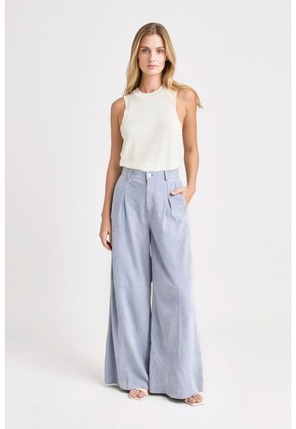 Pantalón Wide Leg San Jacinto En Cuero Gamuzado Para Mujer Fit Holgado Pantalón Wide Leg San Jacinto En Cuero Gamuzado Para Mujer Fit Holgado Azul Claro 12 Vélez