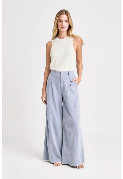 Pantalón Wide Leg San Jacinto En Cuero Gamuzado Para Mujer Fit Holgado Pantalón Wide Leg San Jacinto En Cuero Gamuzado Para Mujer Fit Holgado Azul Claro 10 Vélez