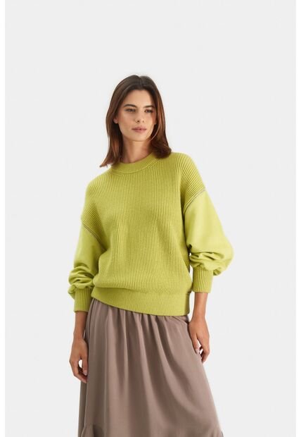 Sweater Sahara En Tejido Rectilíneo Para Mujer Fit Oversized Sweater Sahara En Tejido Rectilíneo Para Mujer Fit Oversized Verde Limon XL Vélez