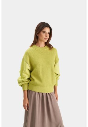 Sweater Sahara En Tejido Rectilíneo Para Mujer Fit Oversized Sweater Sahara En Tejido Rectilíneo Para Mujer Fit Oversized Verde Limon XL Vélez