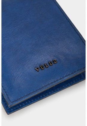 Billetera Vento De Cuero Liso Para Hombre Aplique Metálico Azul Oscuro Billetera Vento De Cuero Liso Para Hombre Aplique Metálico Azul Oscuro Vélez